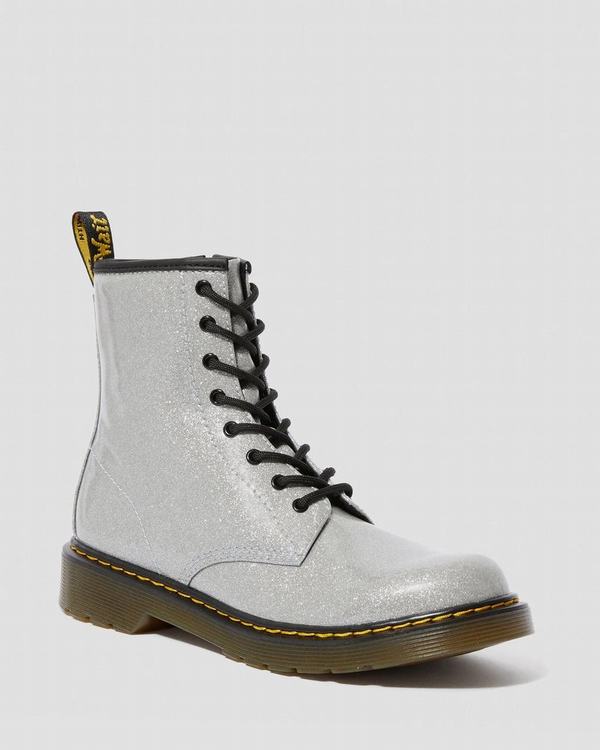 Dr Martens Dětské Kotníkové Boty Youth 1460 Glitter Stříbrné, CZ-120897